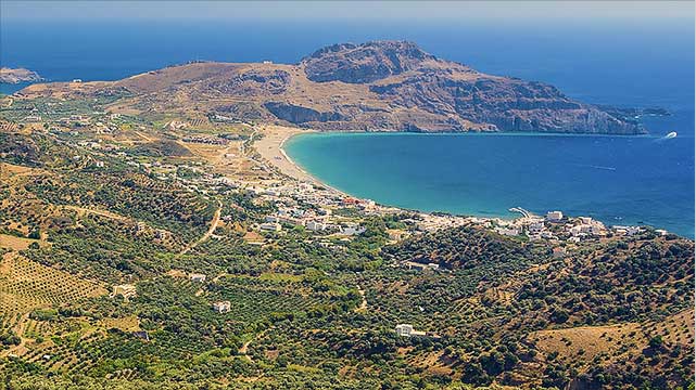 greek island with olive trees